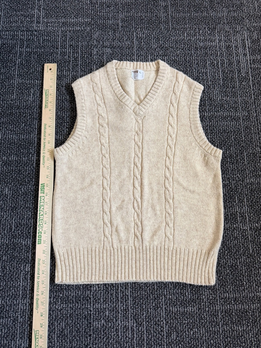 Vintage Montgomery Ward Cable Knit Vest Mens Size Large Cream/Beige‎